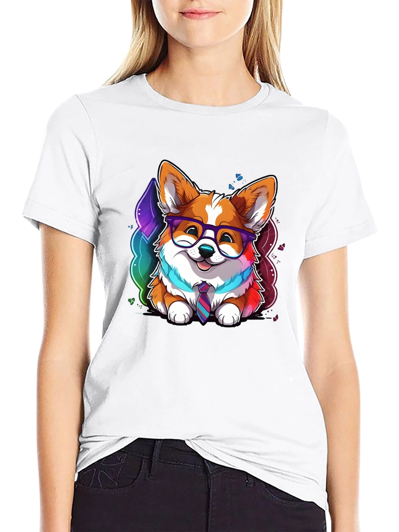 Black Corgi in Glasses T-Shirt view 9
