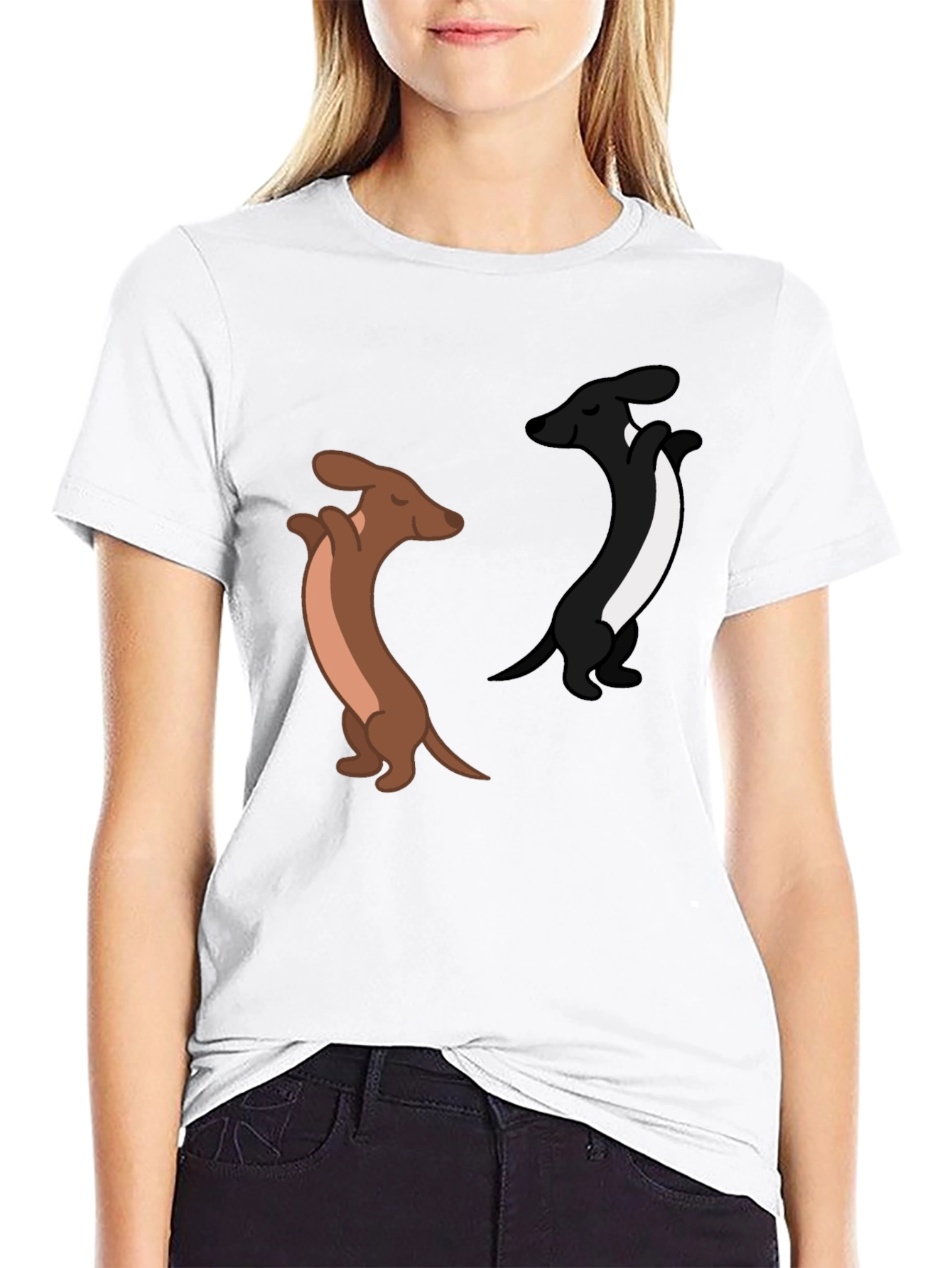 Black Dancing Dachshund Graphic Tee - Black Cotton Blend view 9