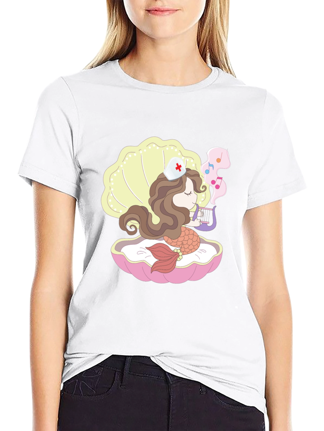 Black Mermaid Nurse T-Shirt view 9