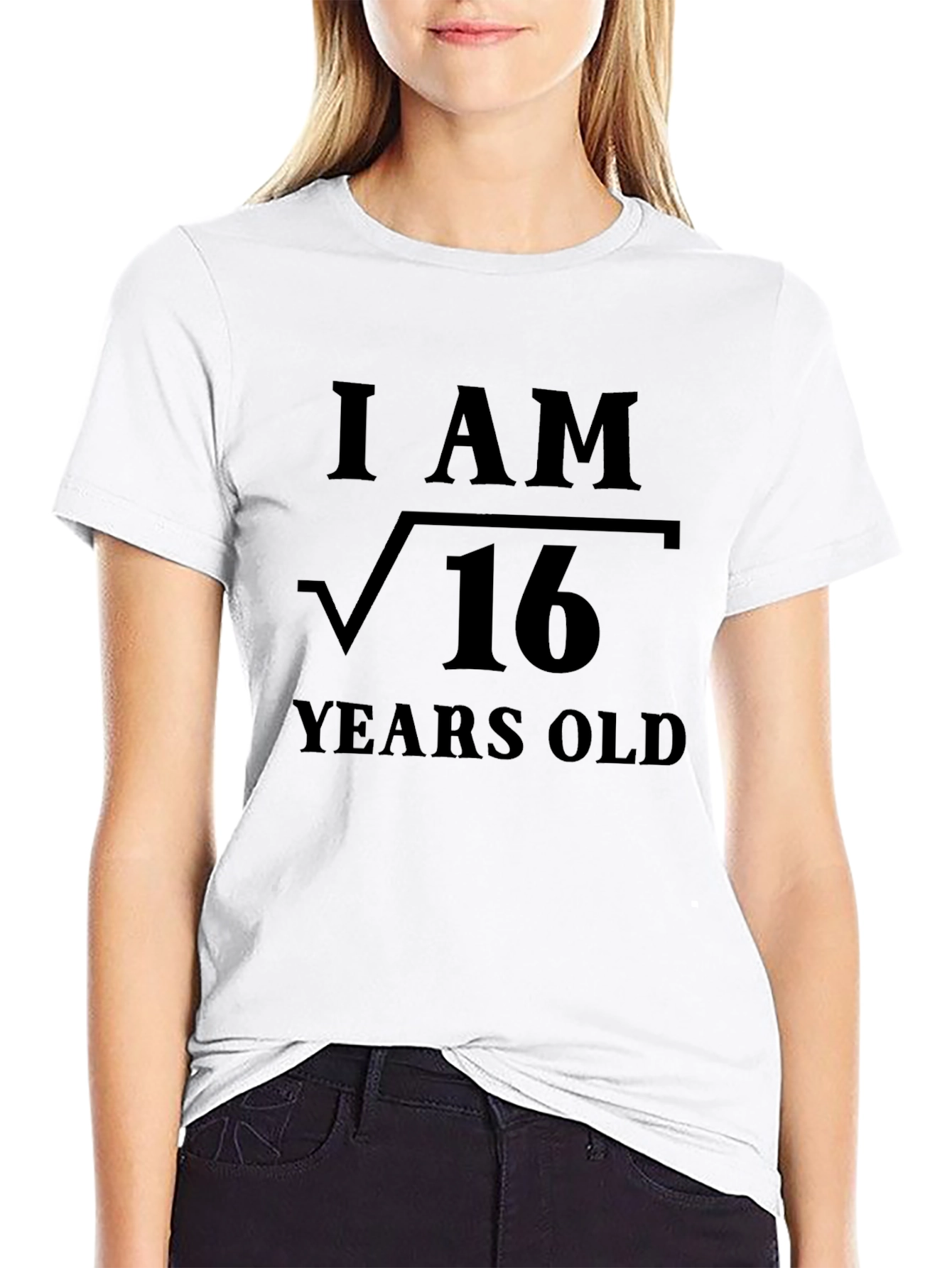 Black I Am Root 16 Years Old T-Shirt, Math Birthday Tee view 9