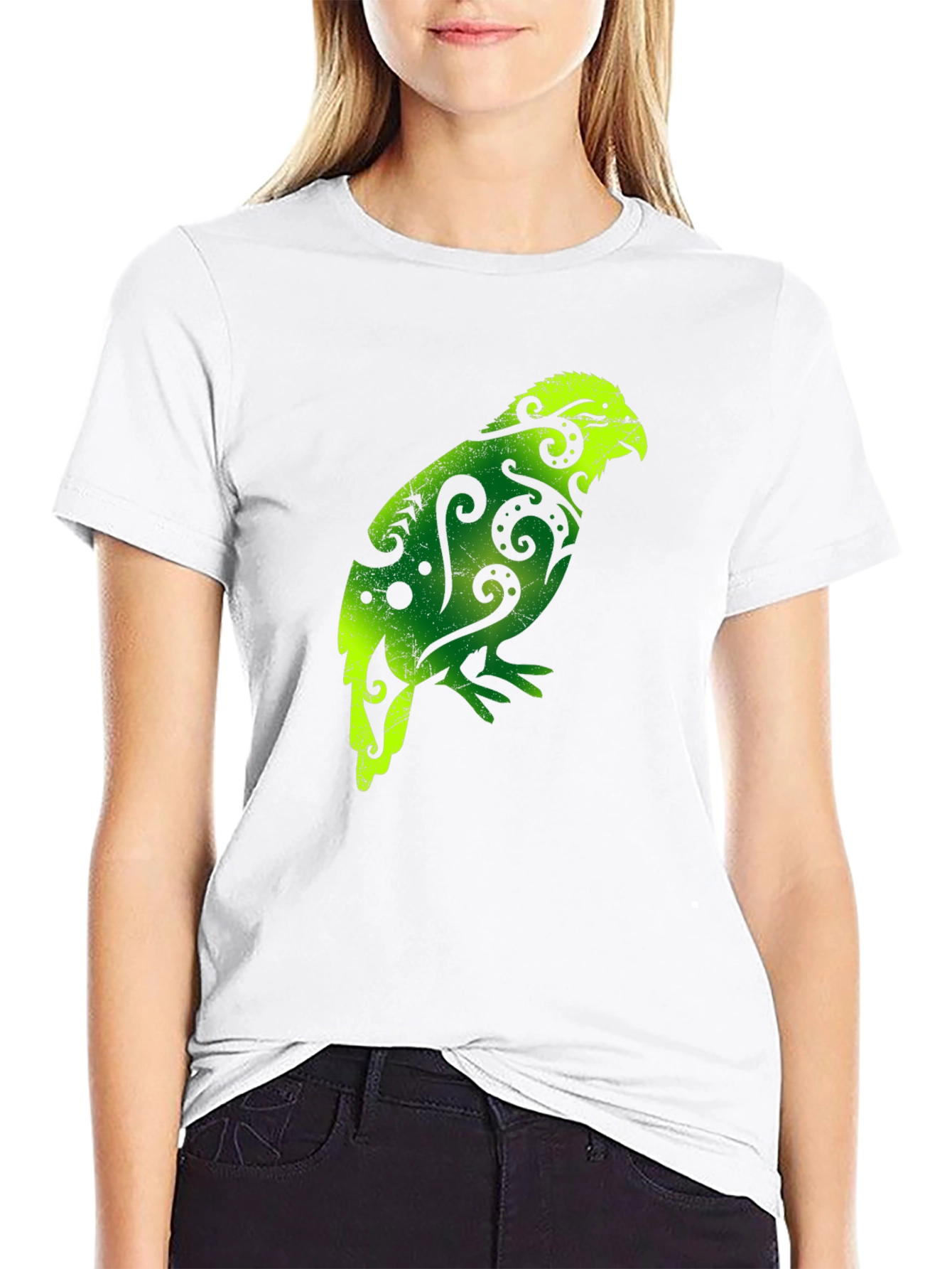 Black Tribal Bird Graphic Tee - Men's Black T-Shirt view 9