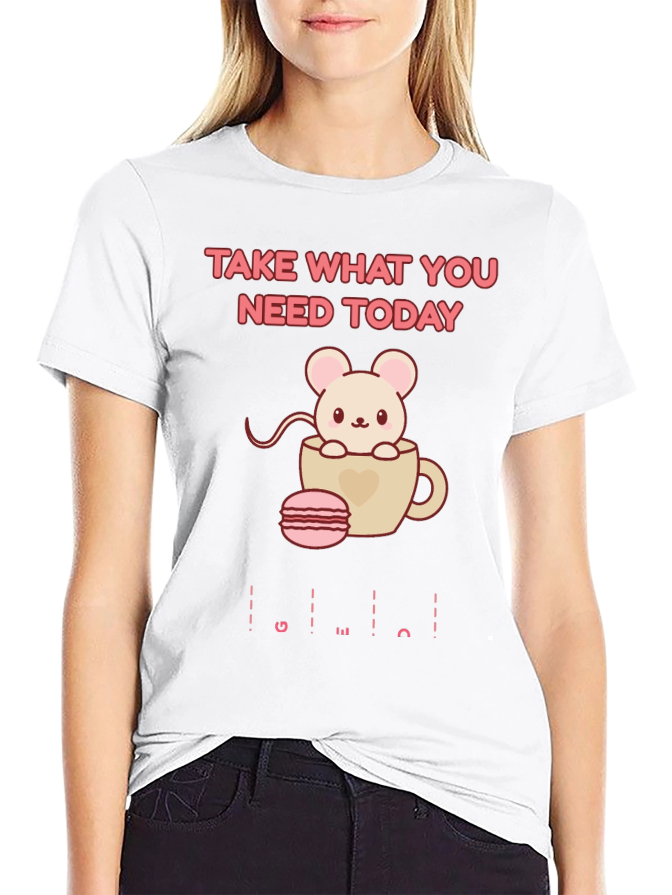 Black Cute Mouse in Cup T-Shirt - Take What You Need view 9