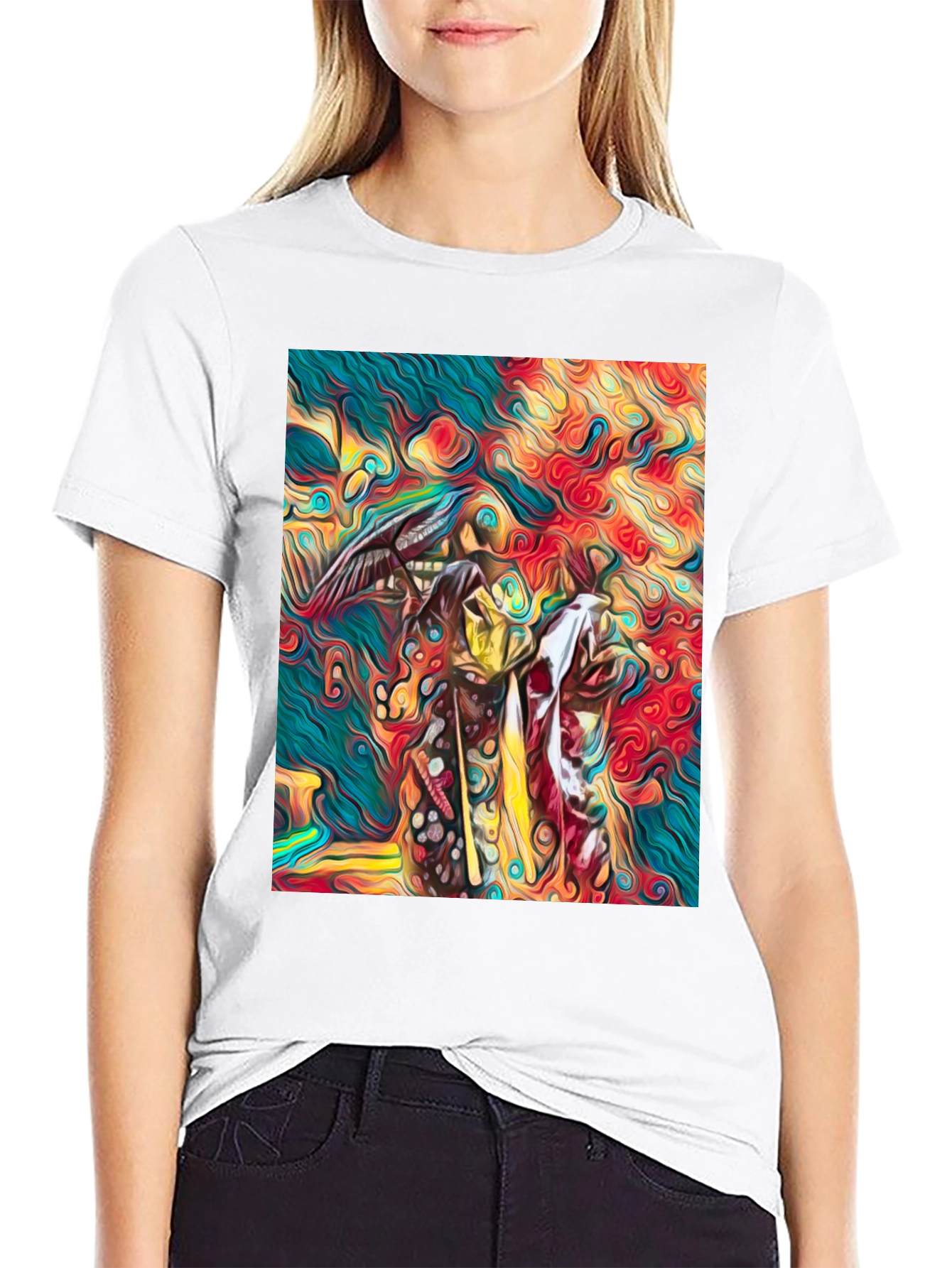Black Abstract Art Graphic Tee - Vivid Colors, Unique Design view 9