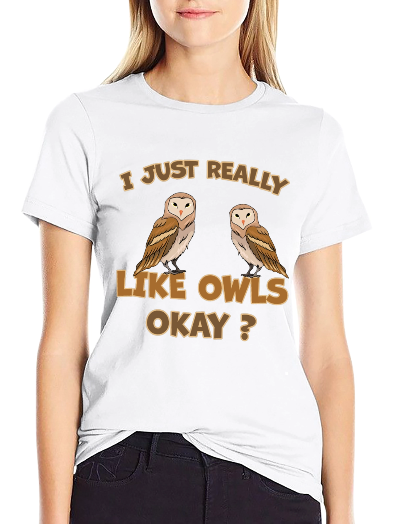 Black Owl Lover T-Shirt - 'I Just Really Like Owls Okay?'  view 9