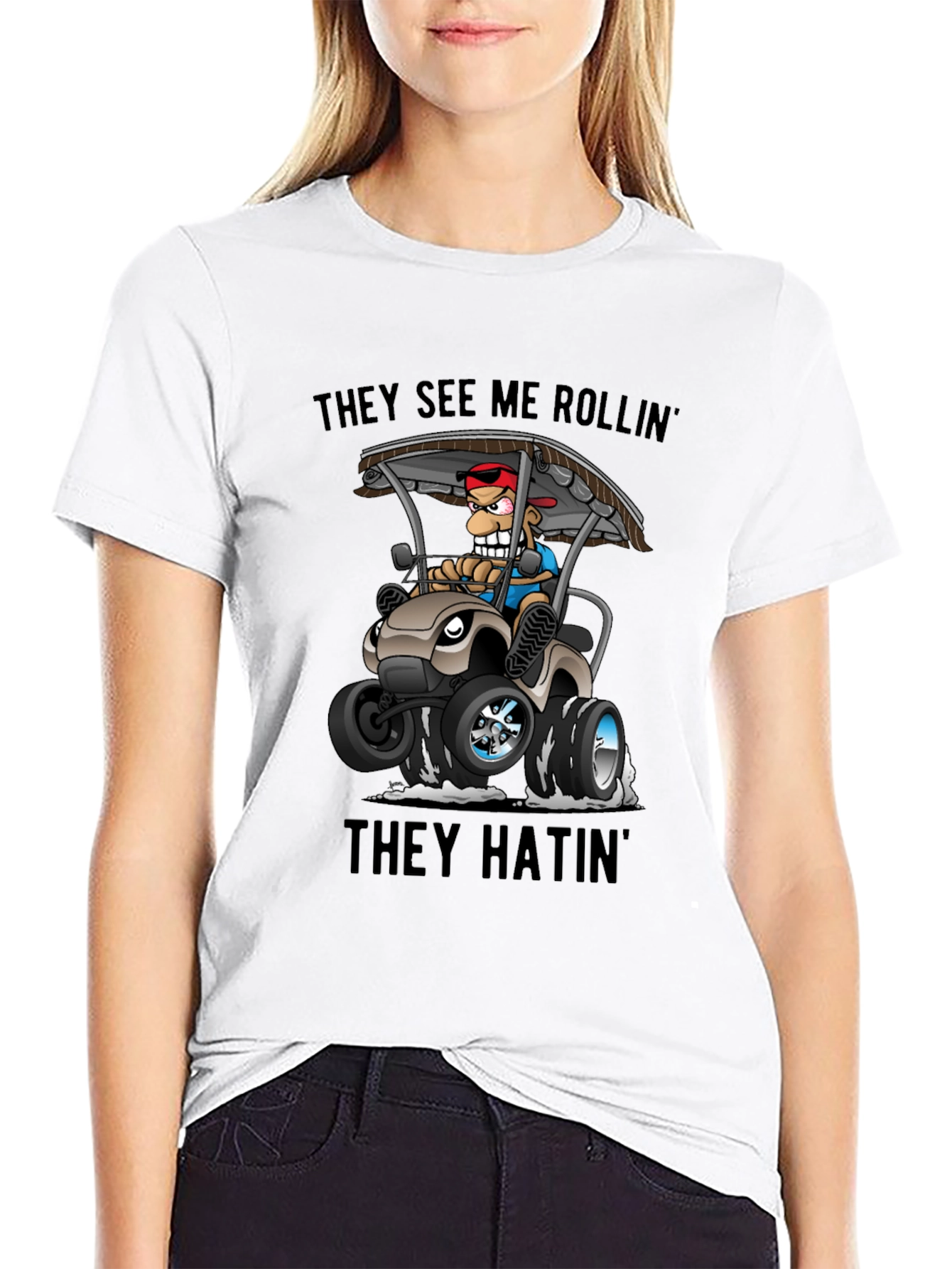 Black They See Me Rollin' T-Shirt view 9