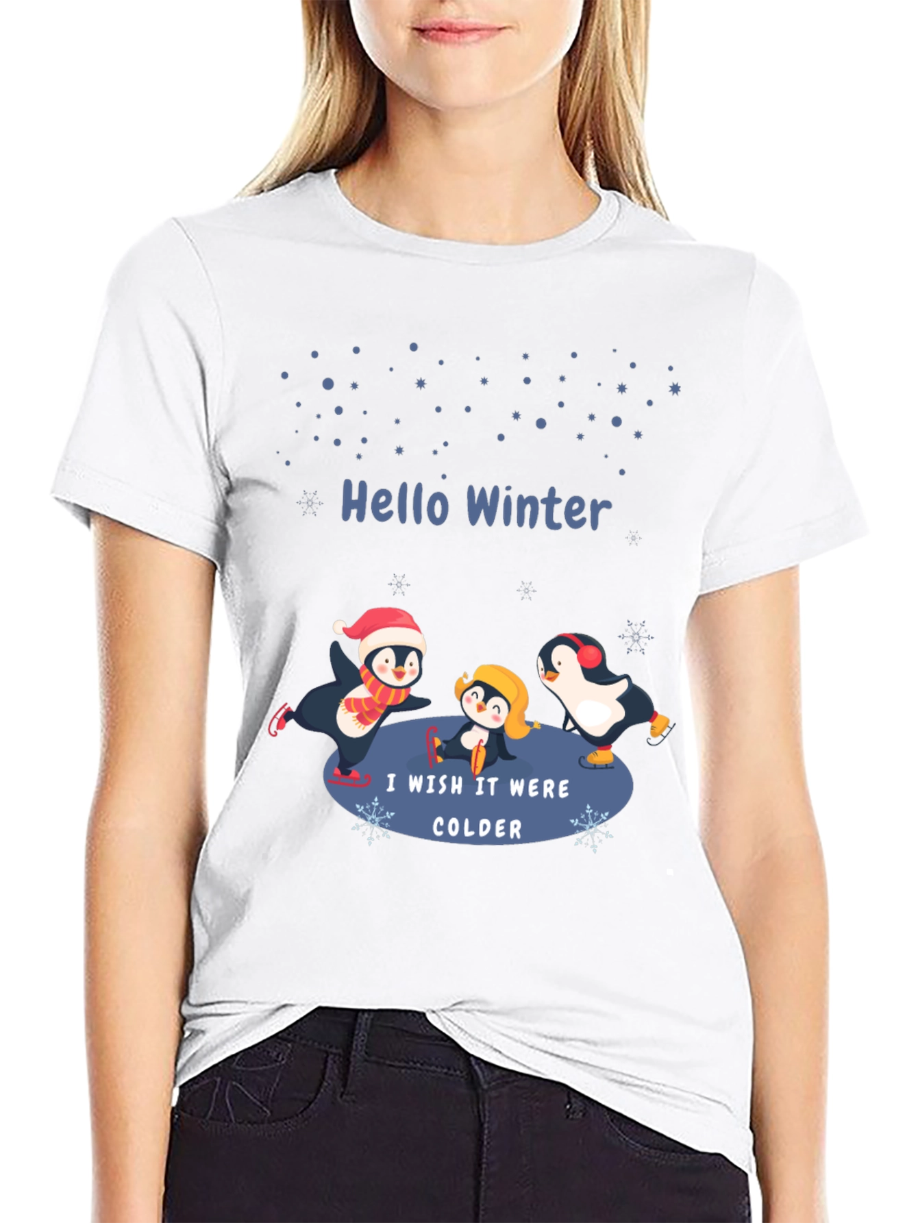 Black Winter Penguin Graphic T-Shirt view 9