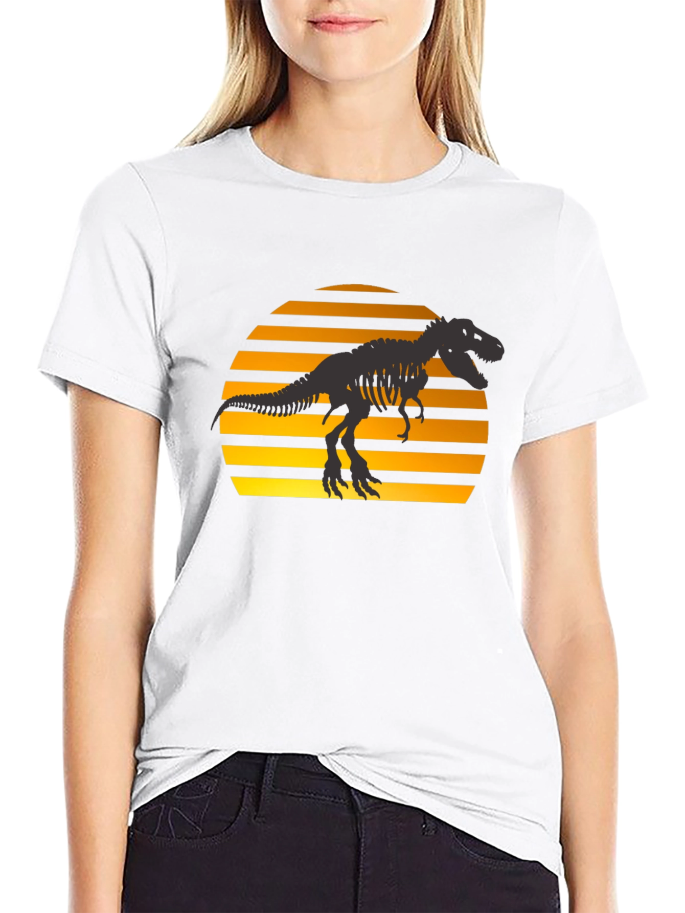 Black Dino Sunset T-Shirt - Black Graphic Tee view 9