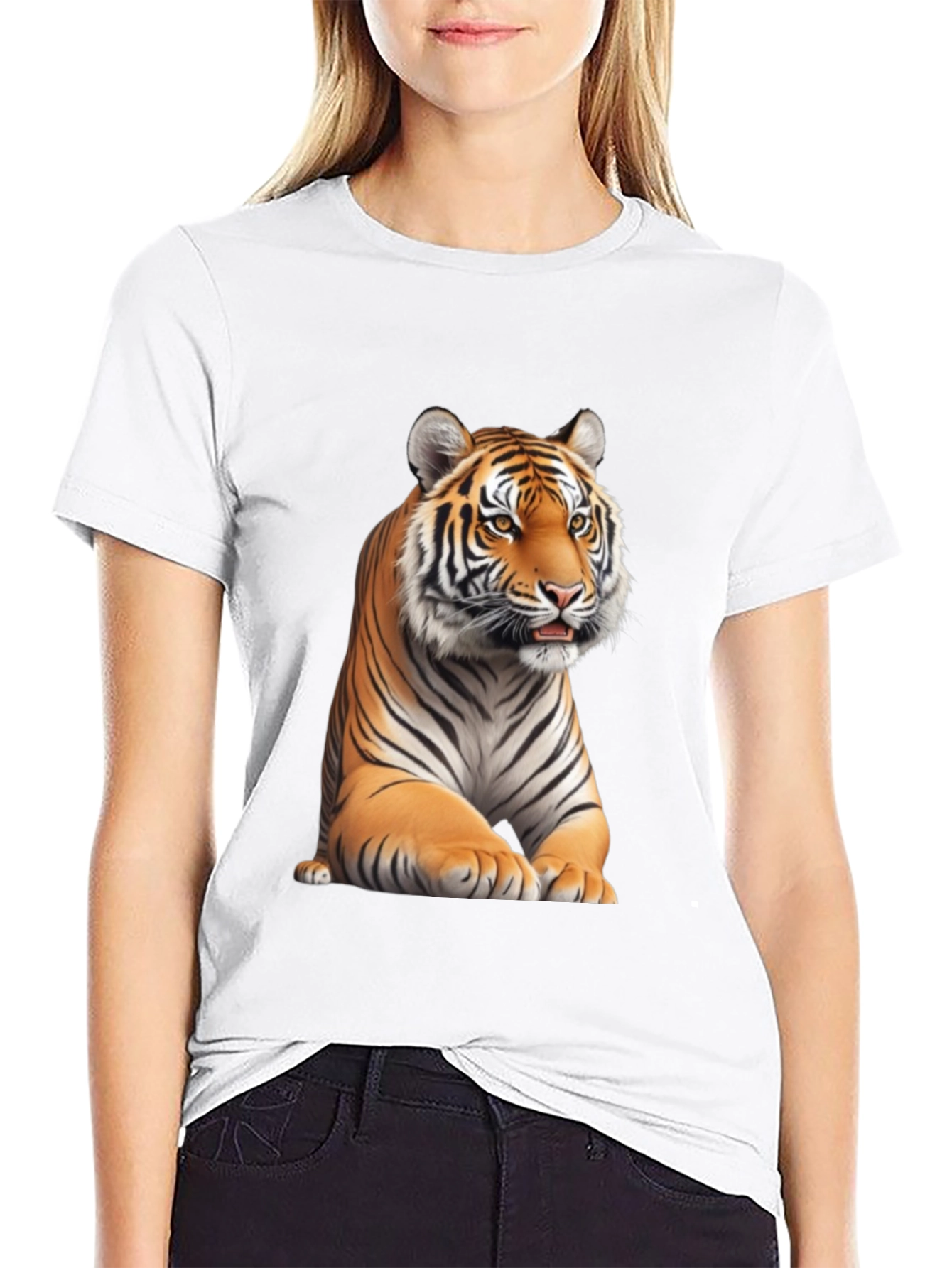 Black Tiger Graphic Tee - Black Cotton Blend view 9