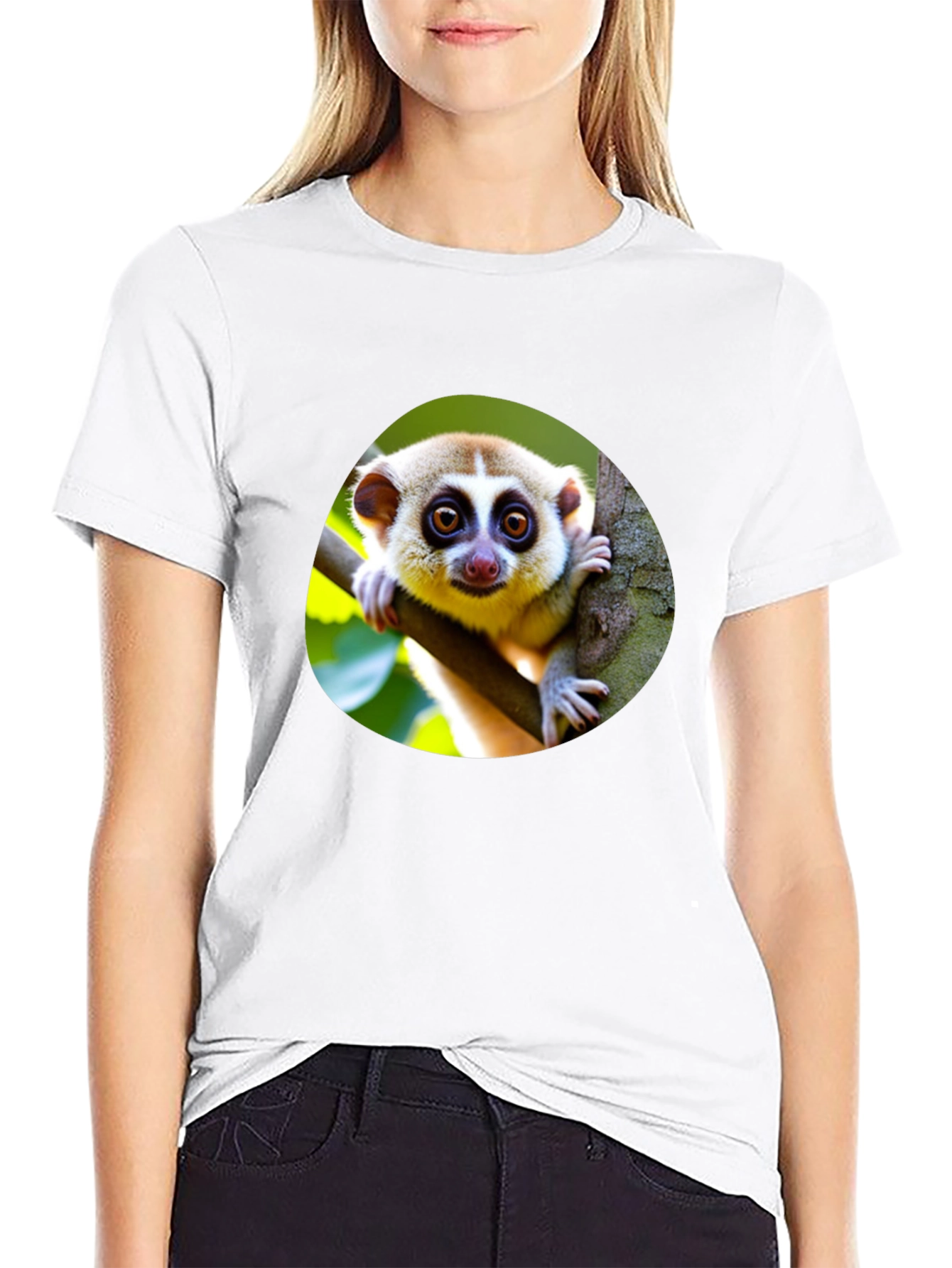 Black Cute Loris T-Shirt - Unique Animal Design view 9