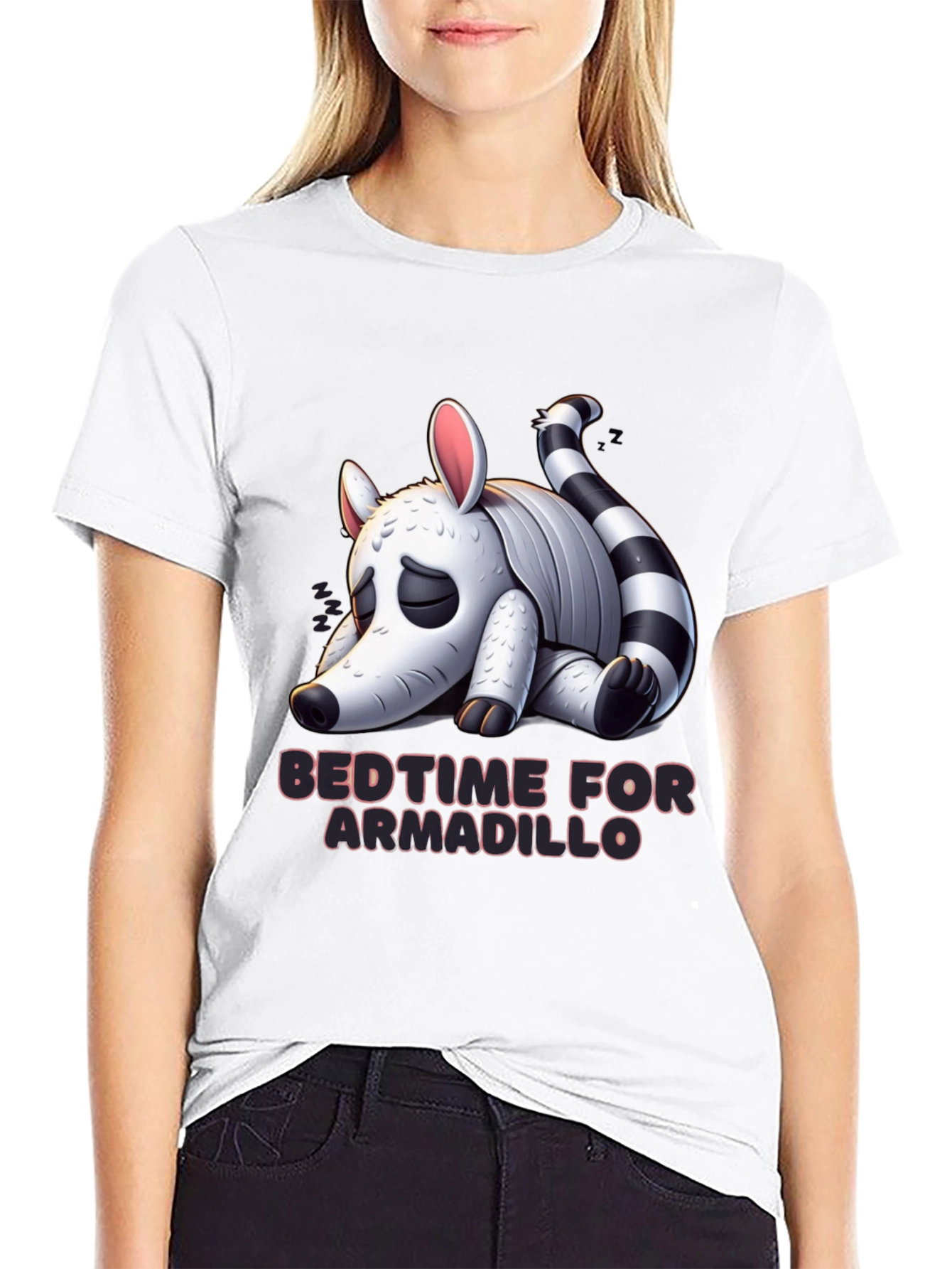 Black Bedtime for Armadillo Graphic Tee - Black view 9