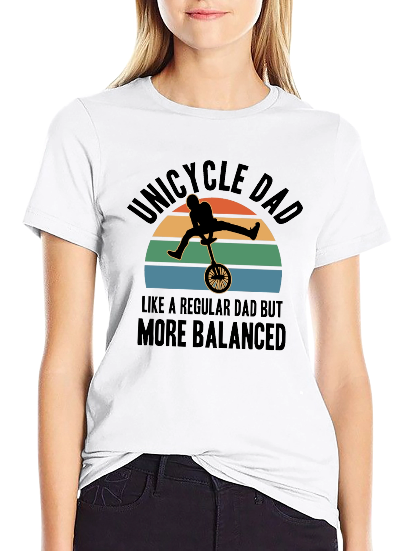 Black Unicycle Dad T-Shirt - Balanced Father's Day Gift view 9