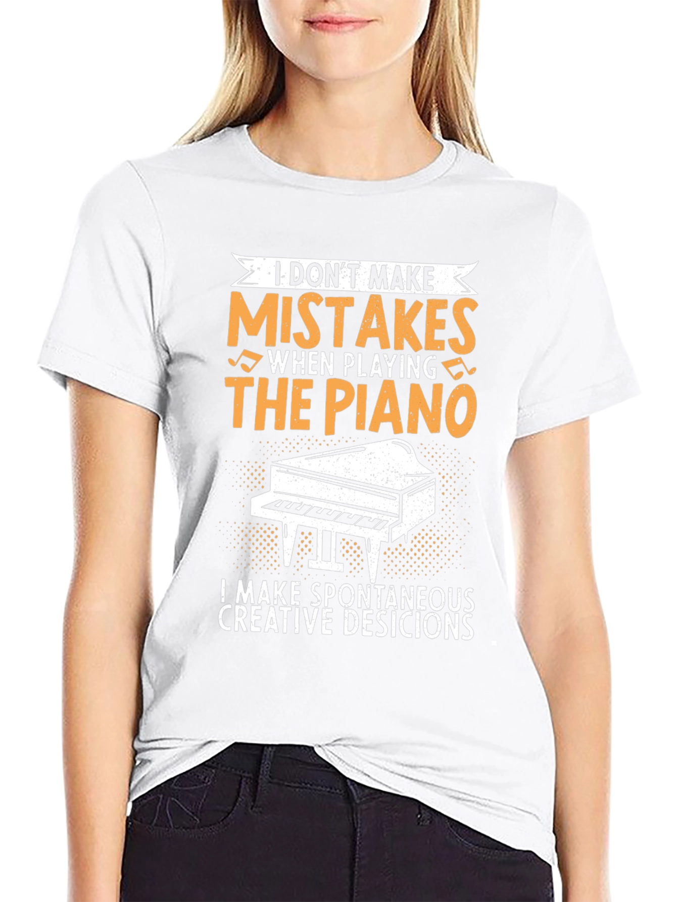 Black Funny Piano Player T-Shirt - I Don't Make Mistakes view 9