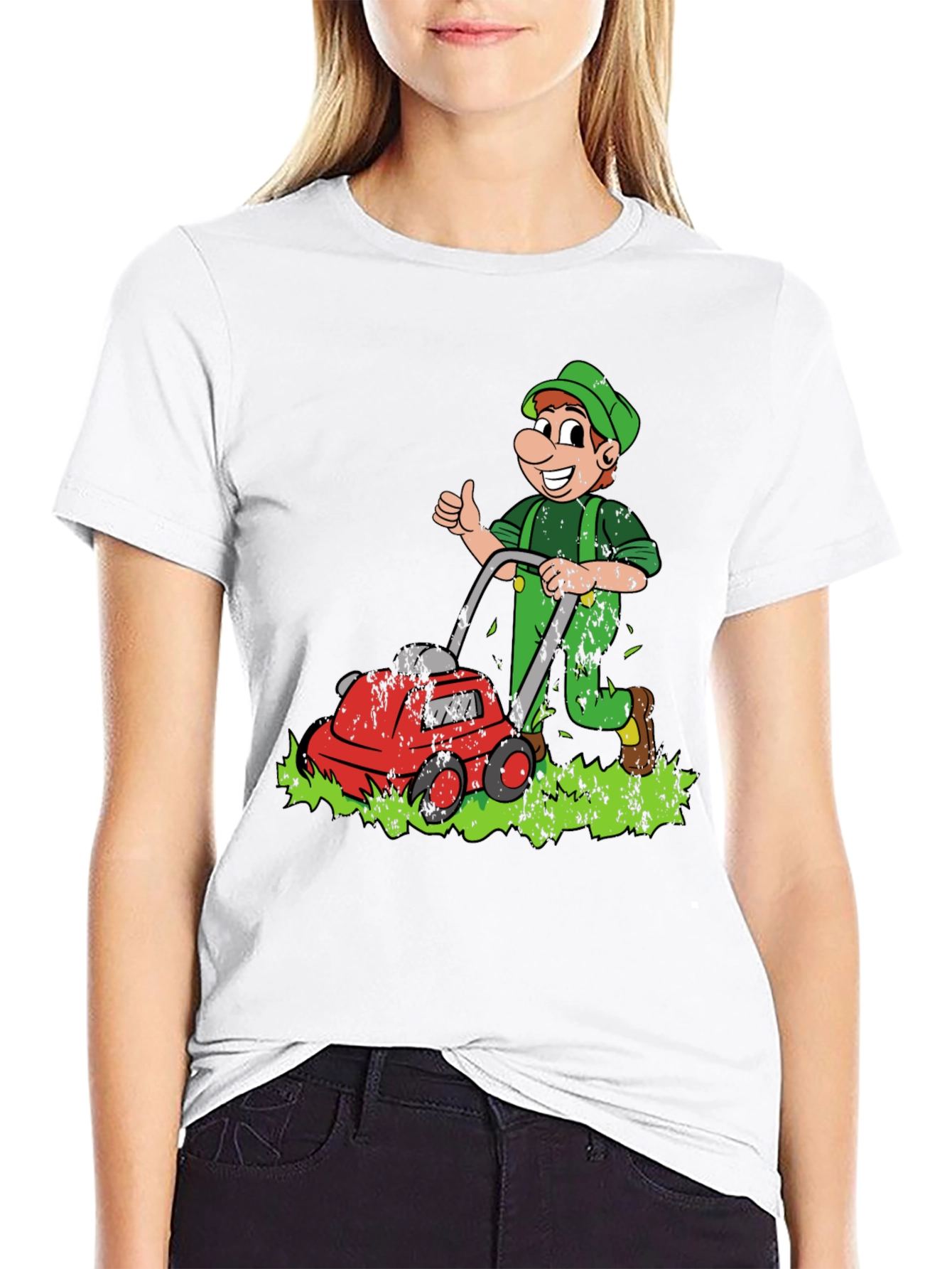 Black Lawn Mower Man Cartoon Graphic T-Shirt view 9
