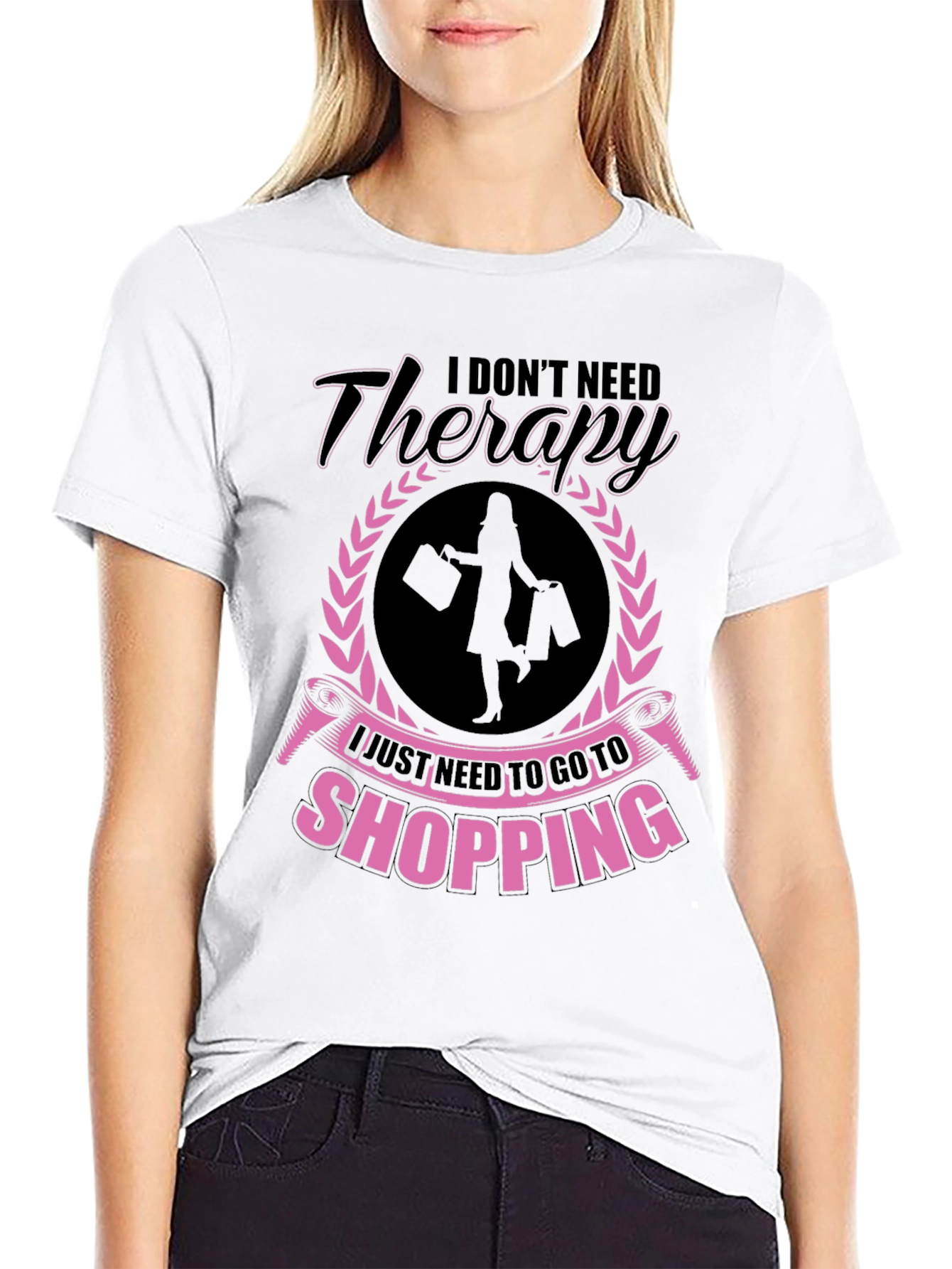 Black Retail Therapy Tee - I Don't Need Therapy, Shopping! view 9