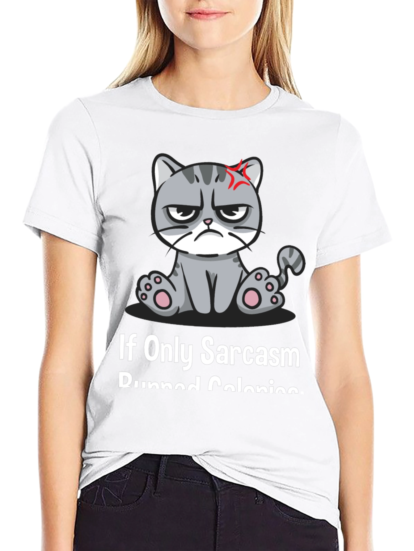 Black Sarcastic Cat T-Shirt - Grumpy Kitty Humor Tee view 9