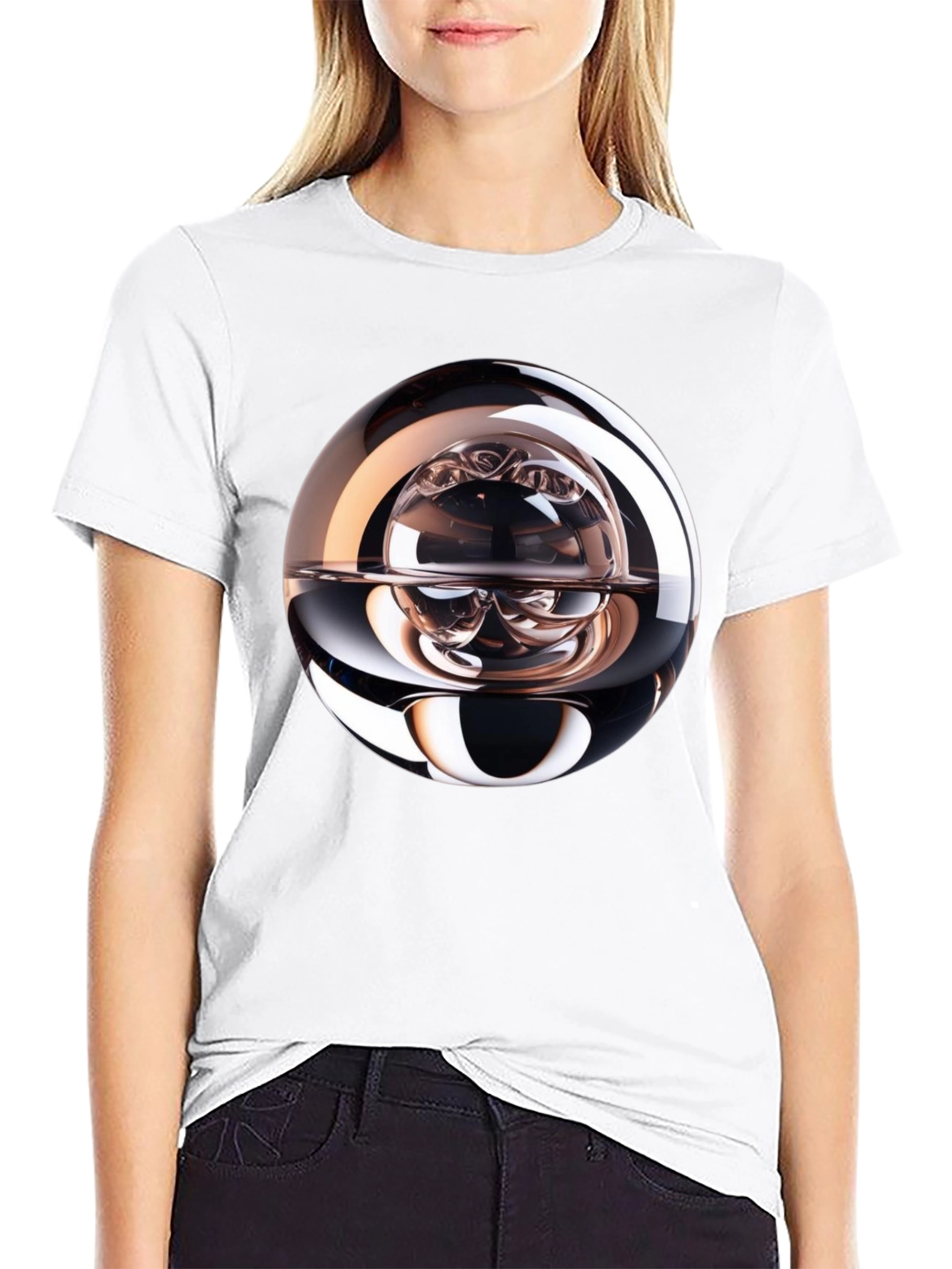 Black Abstract Sphere Graphic Tee - Modern Black T-Shirt view 9