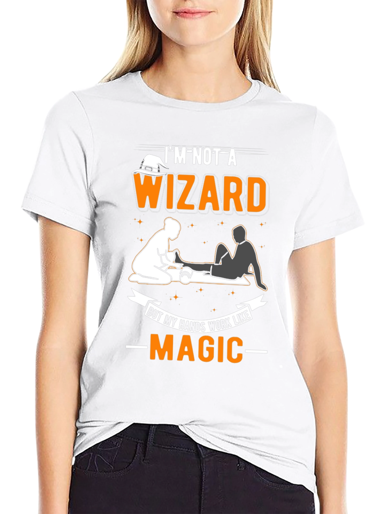 Black I'm Not A Wizard Massage Therapist T-Shirt view 9