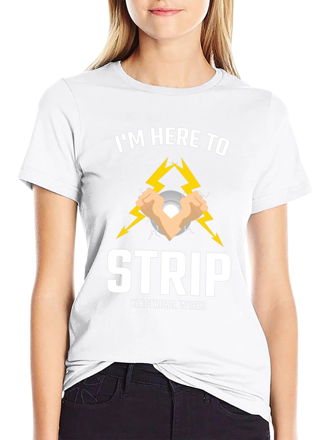 Black I'm Here to Strip Electrical Wires T-Shirt view 9
