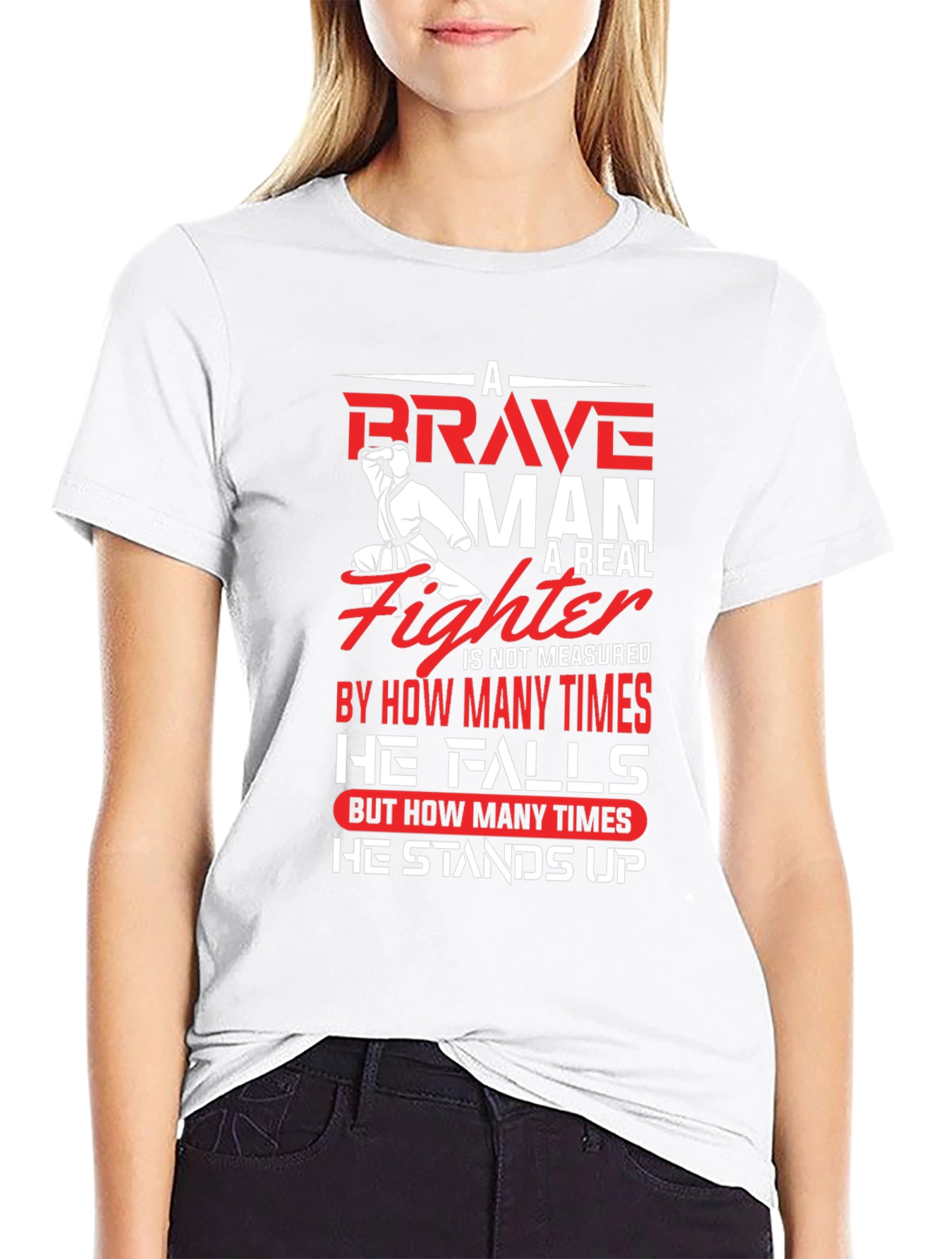 Brave Fighter Graphic T-Shirt - Motivational Karate Design - 9