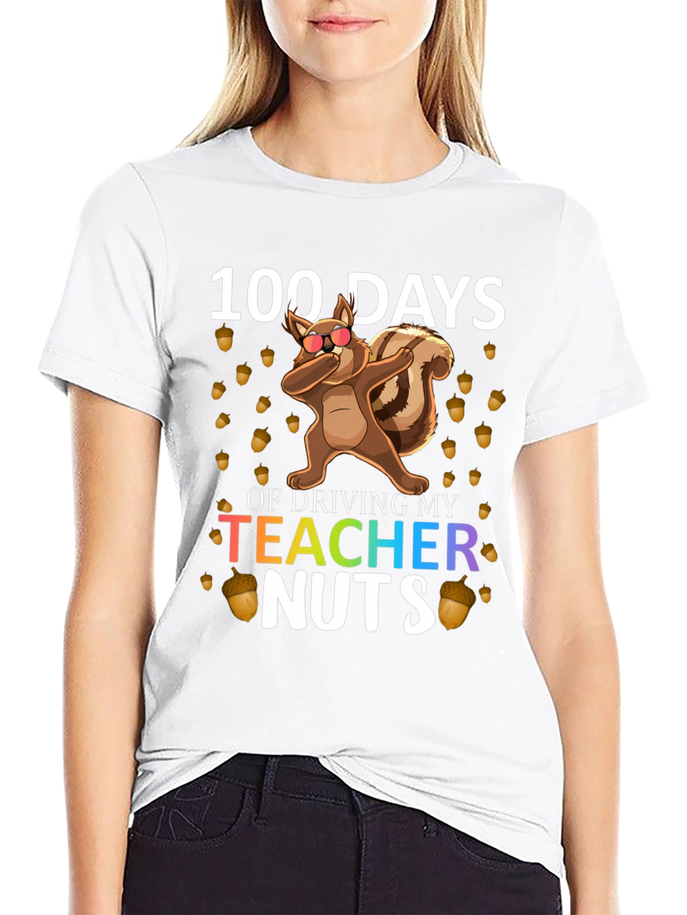 Black 100 Days of School Teacher Nuts T-Shirt view 9