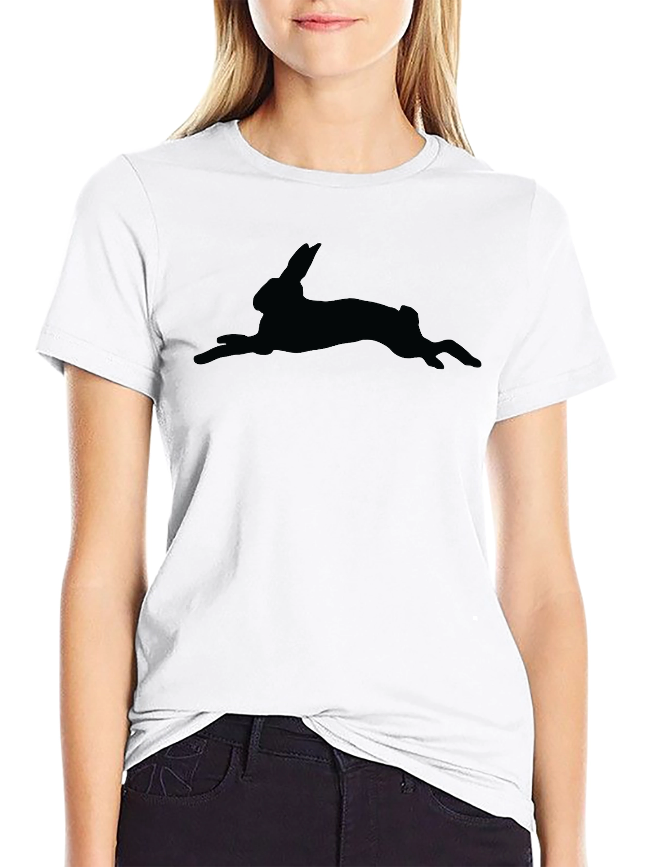 Black Black Hare Silhouette T-Shirt - Unisex Style view 9