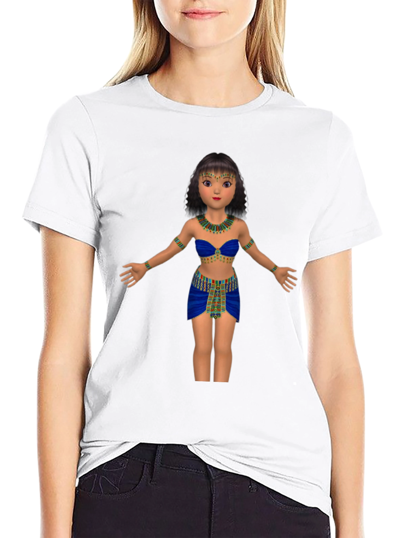 Black Egyptian Queen Graphic Tee - Black Cotton T-Shirt view 9