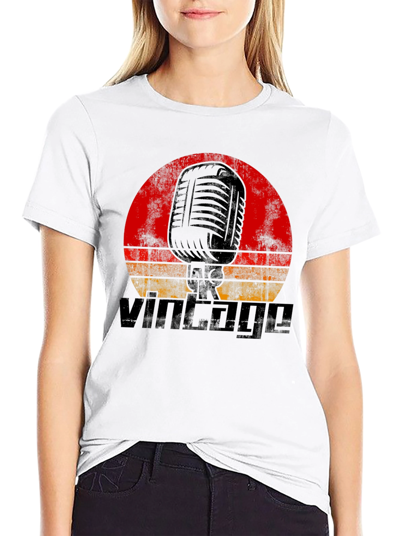 Black Vintage Microphone Graphic T-Shirt - Retro Music Tee view 9