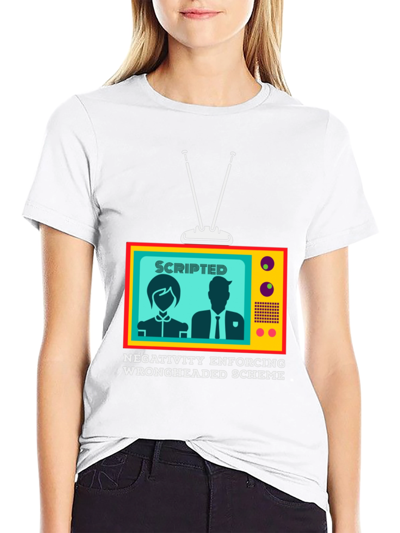 Black Scripted TV Graphic Tee - Enforcing Negativity view 9