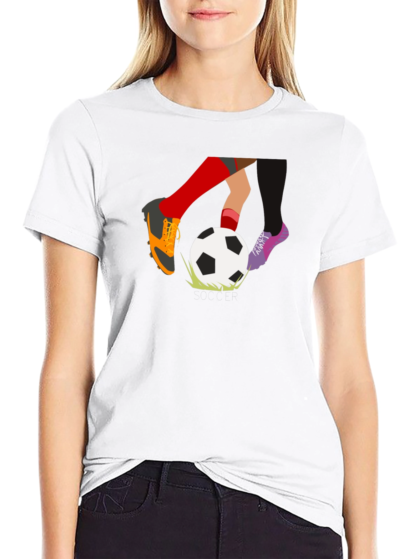 Black Soccer Kick T-Shirt - Black, Unique Design view 9