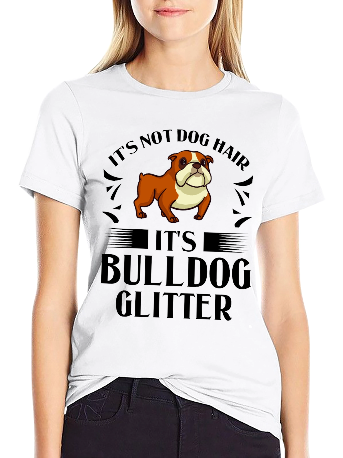 Black Bulldog Glitter T-Shirt - Funny Dog Lover Tee view 9