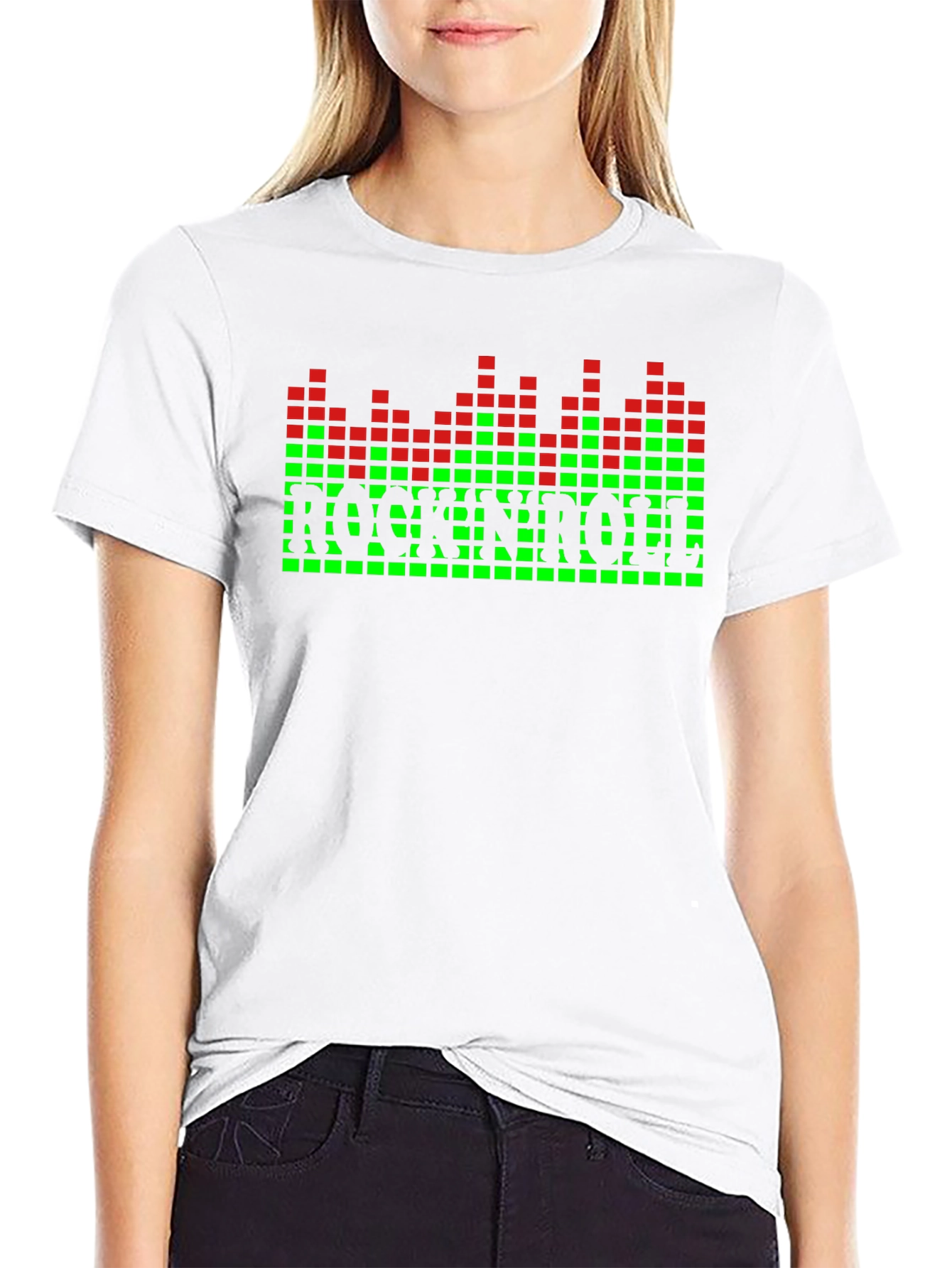 Black Rock N Roll Pixel Graphic T-Shirt view 9