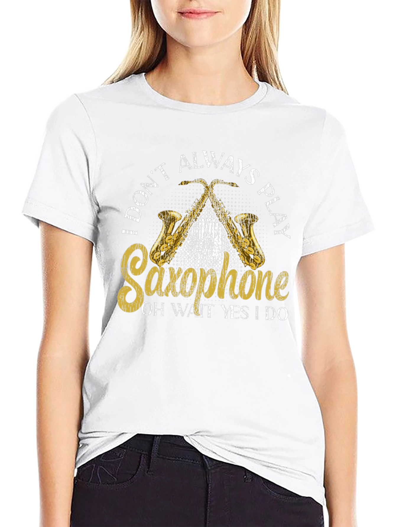 Black I Don't Always Play Saxophone T-Shirt view 9