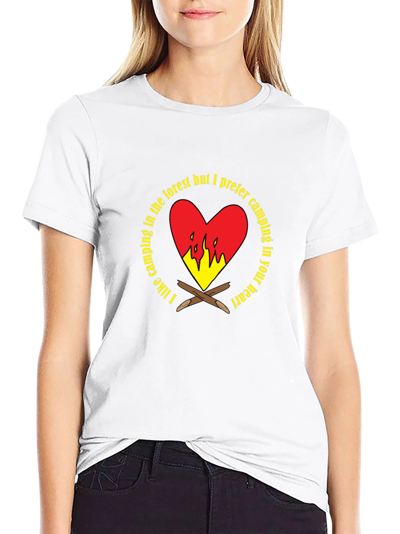 Black Camping Heart Graphic T-Shirt view 9