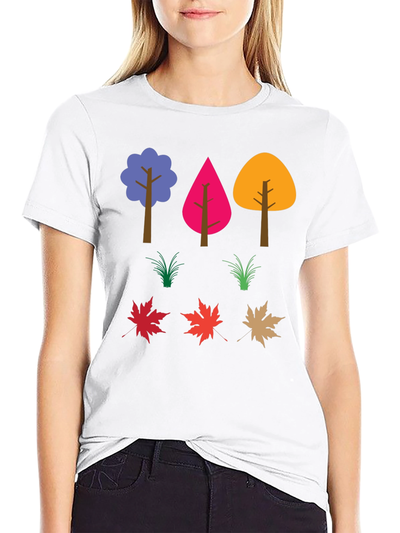 Black Colorful Nature Trees & Leaves Graphic Tee view 9