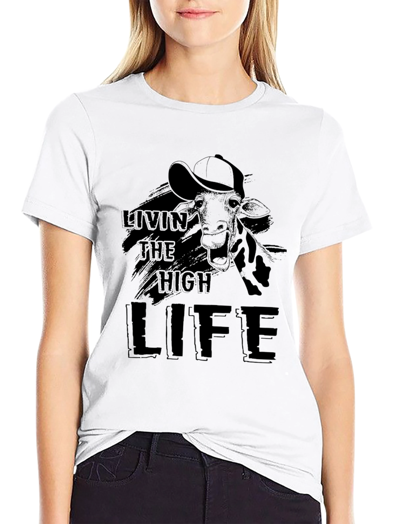 Black Livin' the High Life Giraffe T-Shirt view 9