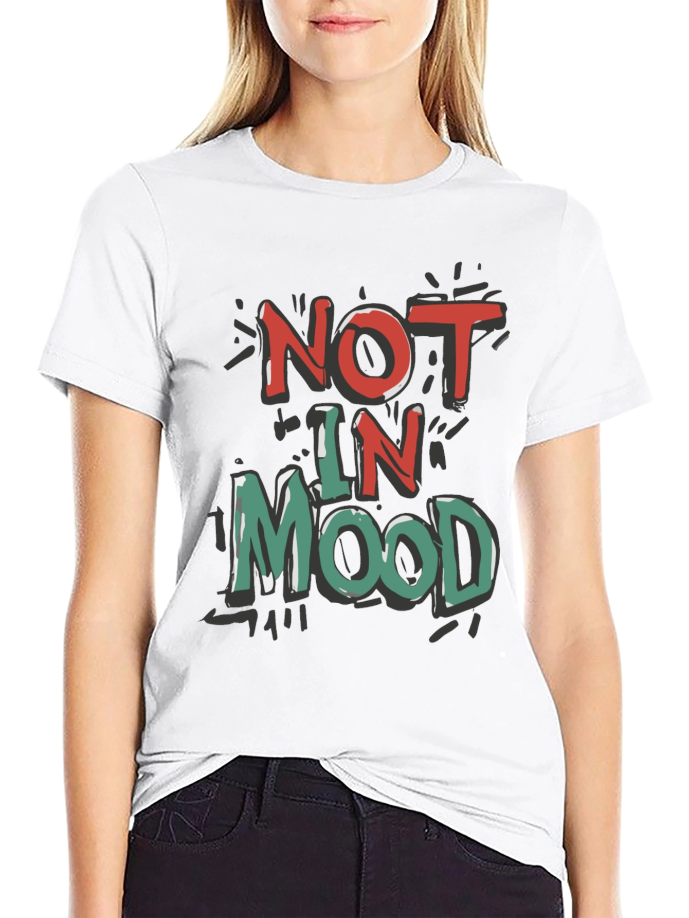 Black Not in Mood Graphic Tee - Unisex Casual T-Shirt view 9