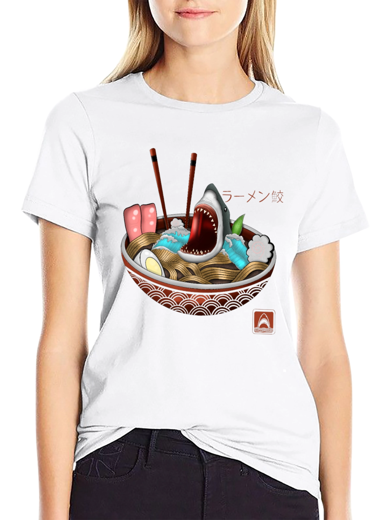 Black Shark Ramen Bowl Graphic Tee - Unique Design view 9