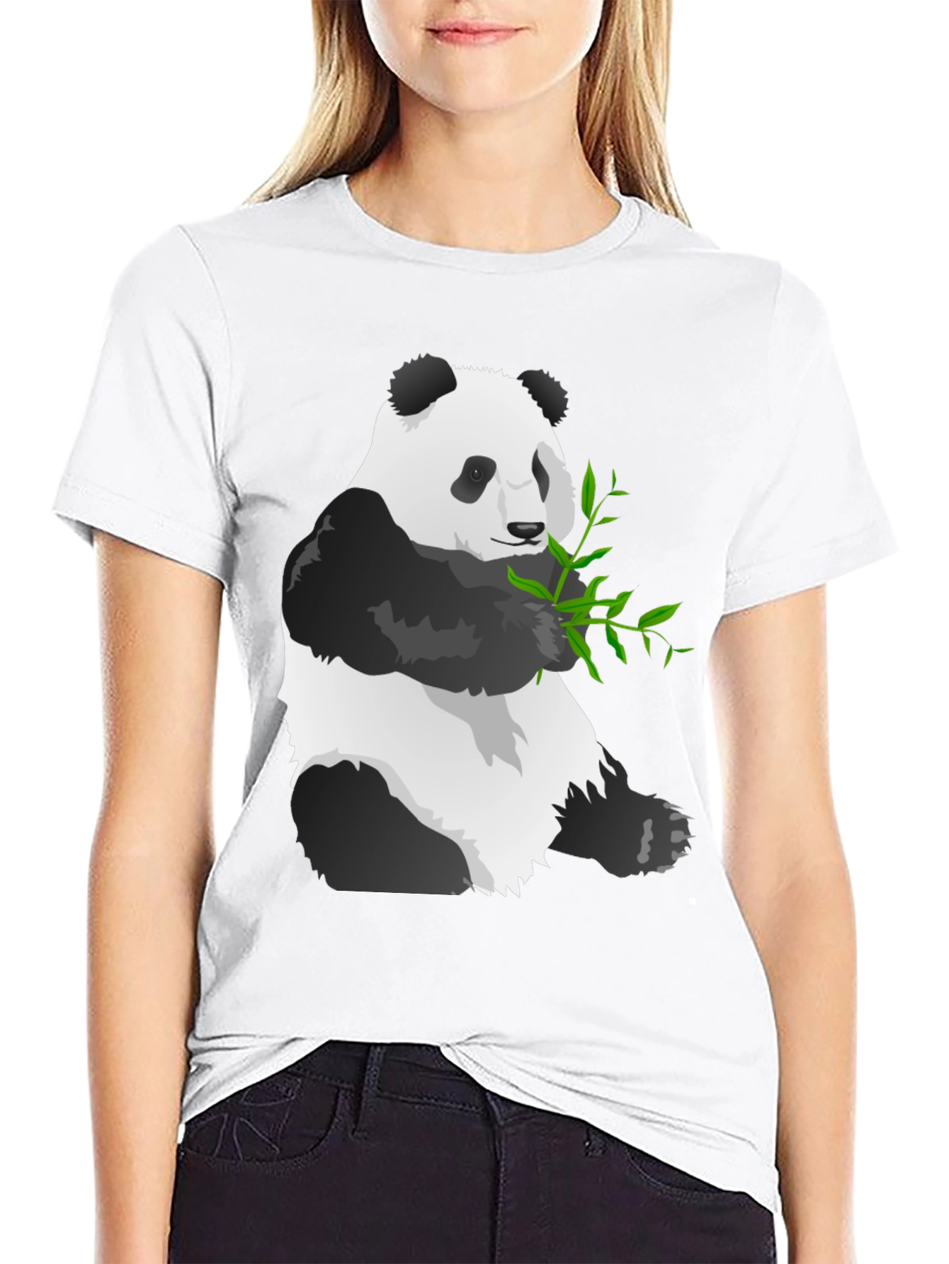 Black Panda Graphic Tee - Soft Black Cotton Blend view 9