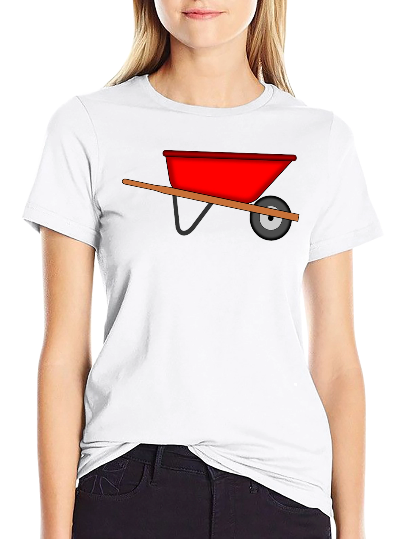 Black Wheelbarrow Graphic Tee - Black Cotton Casual view 9