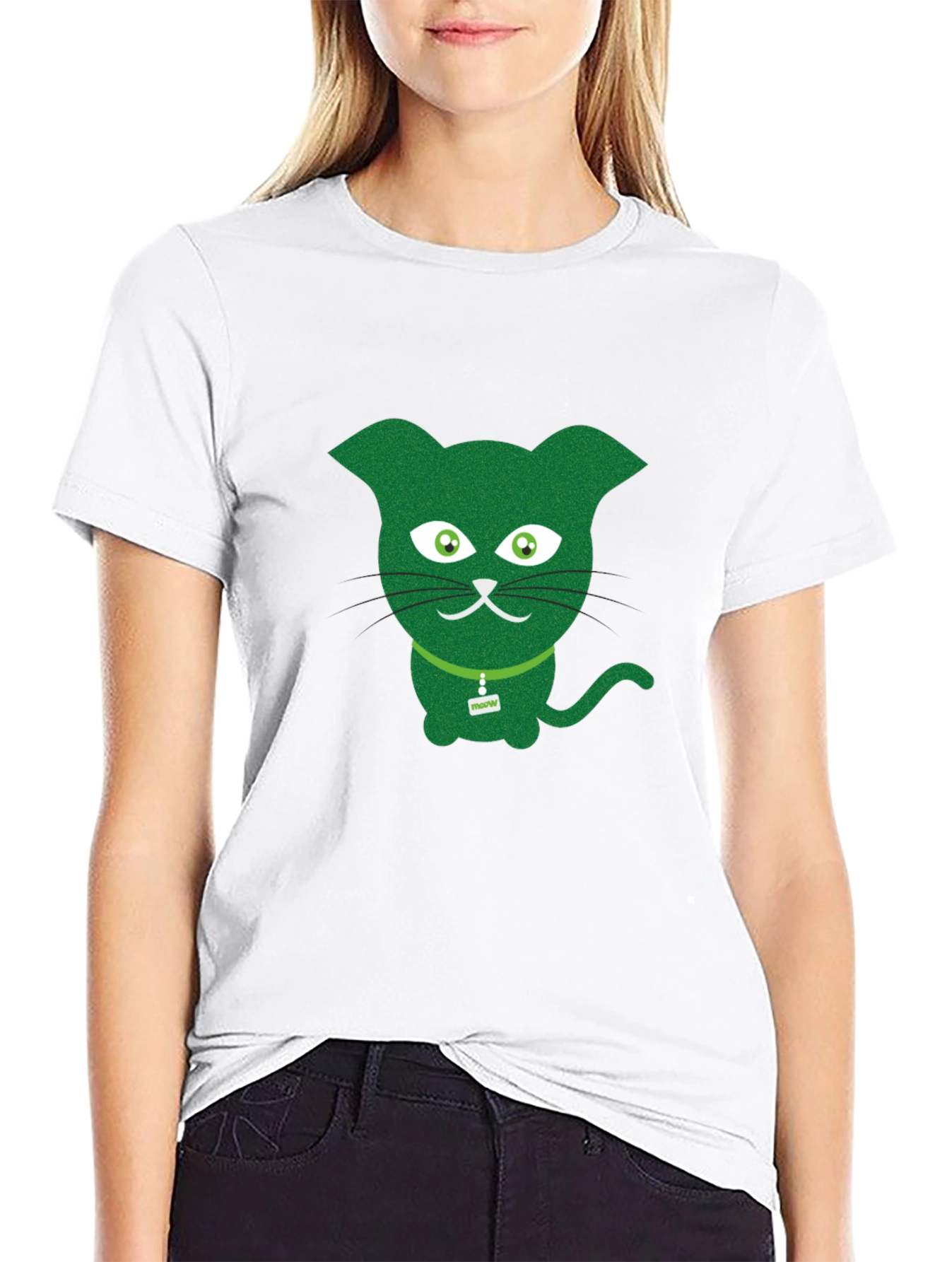 Black Green Cat Graphic Tee - Fun & Quirky view 9