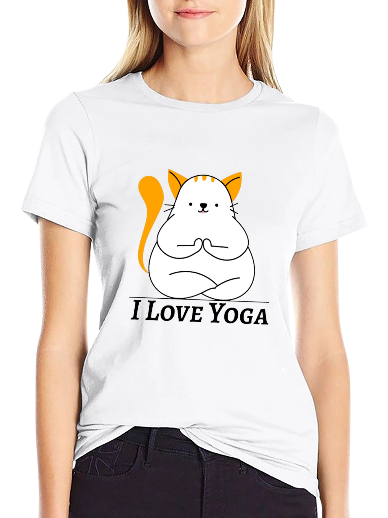 Black Yoga Cat T-Shirt - Meditating Kitten Graphic Tee view 9