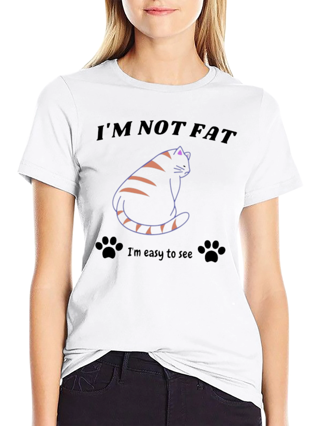 Black I'm Not Fat T-Shirt Funny Cat Tee view 9