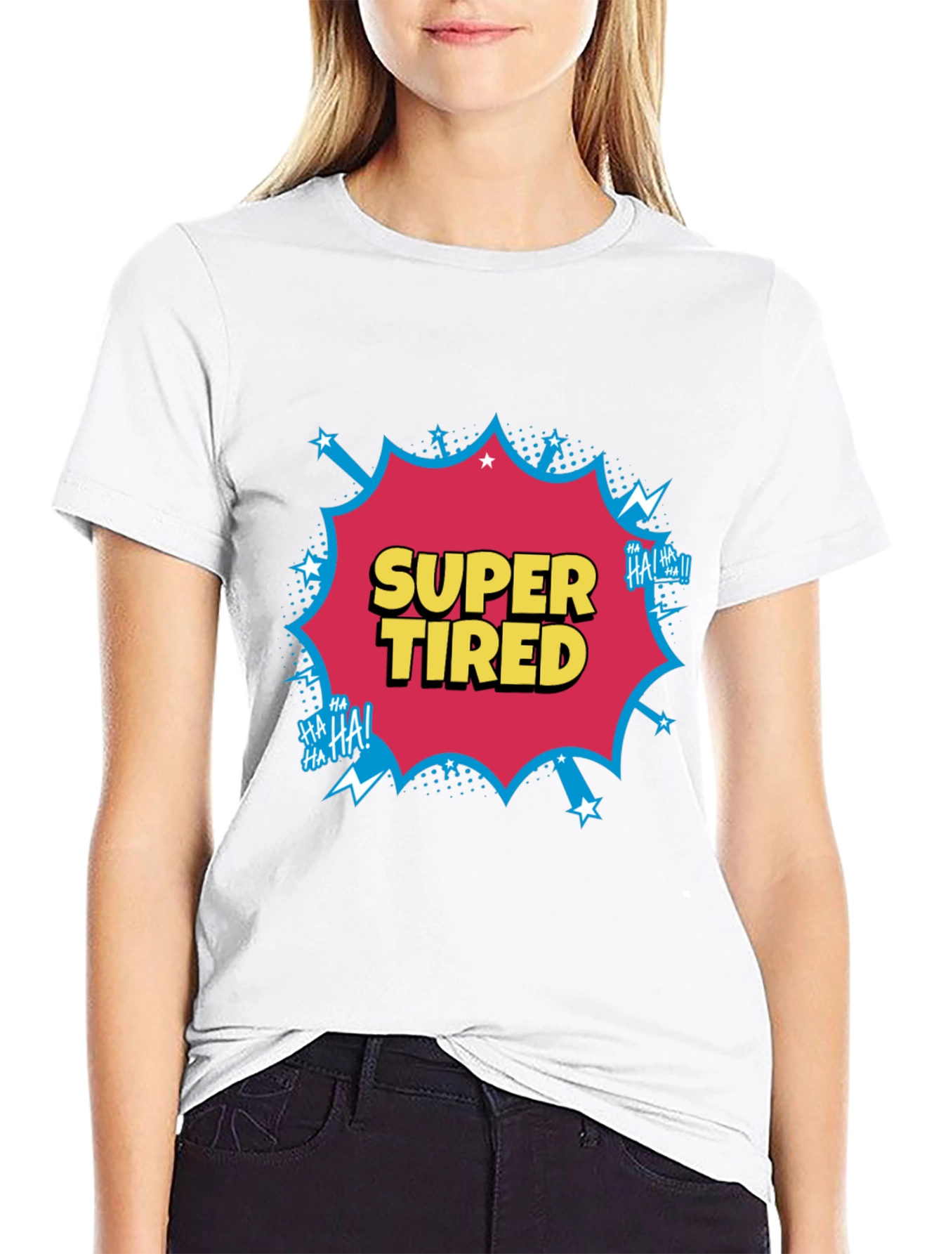 Black Super Tired Comic Graphic T-Shirt view 9