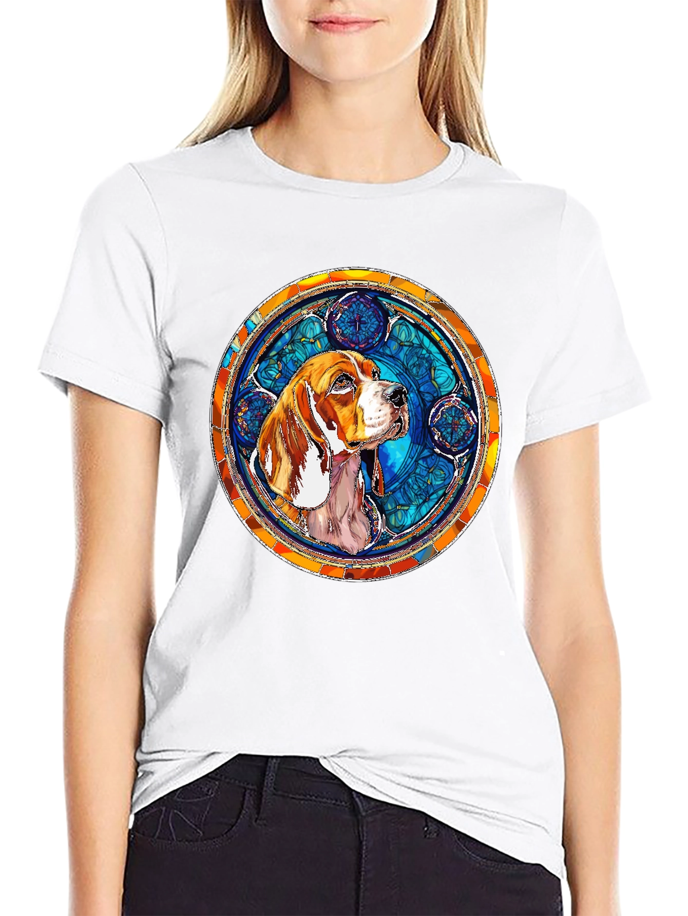 Black Dog Stained Glass Style Graphic Tee view 9