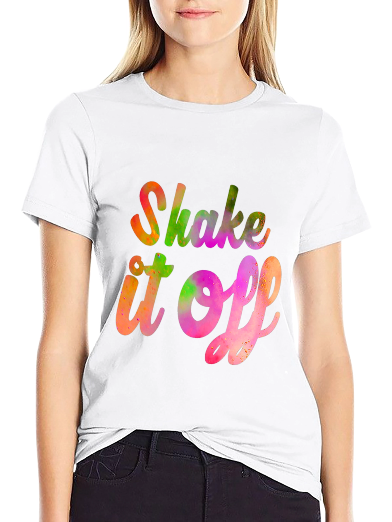 Black Shake It Off Graphic Tee - Vibrant Trendy Design view 9