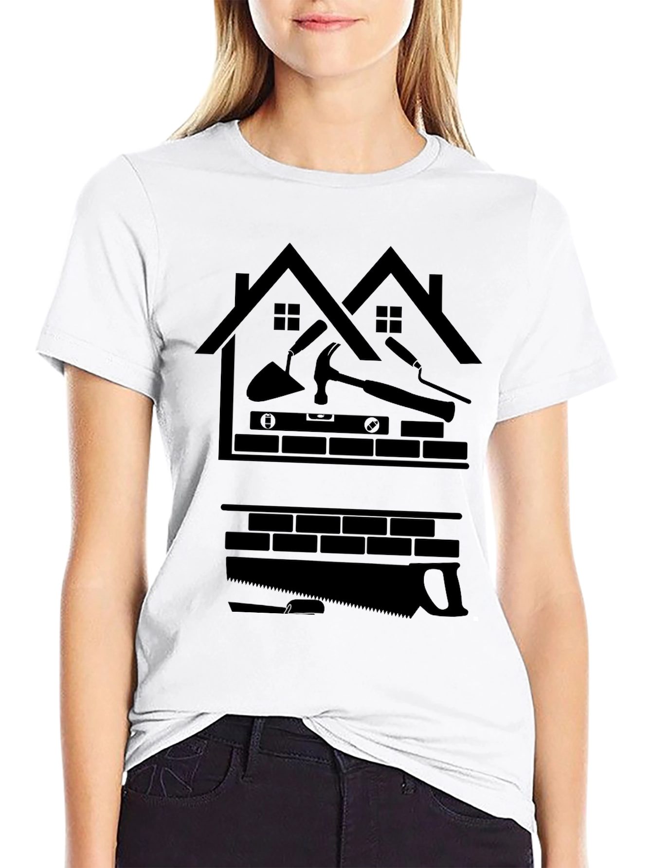 Black Construction Worker Graphic T-Shirt, Black view 9