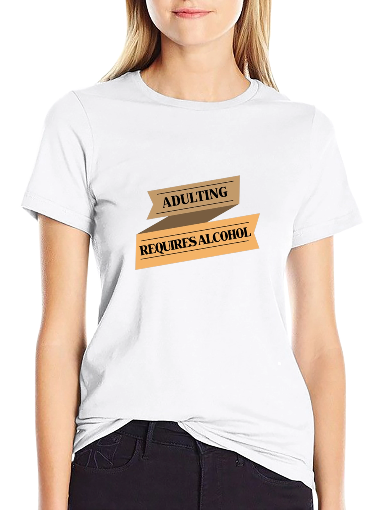 Black Adulting Requires Alcohol Graphic T-Shirt view 9