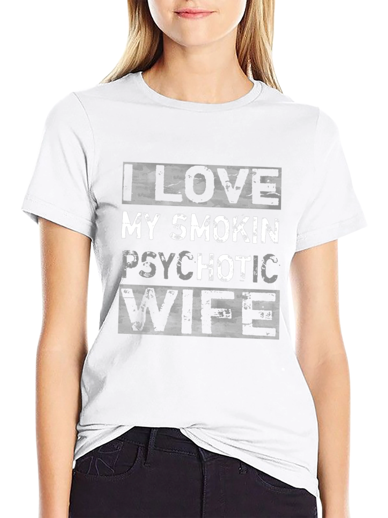 Black I Love My Smokin' Psychotic Wife Graphic Tee view 9