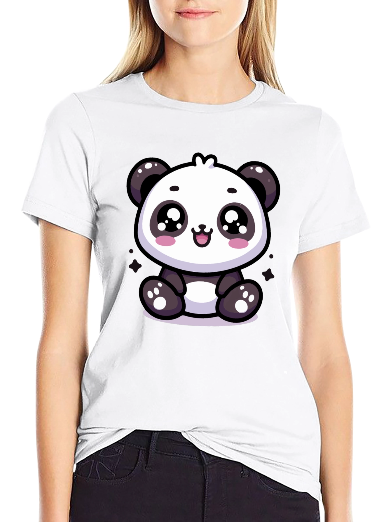 Black Cute Panda Graphic Tee - Soft Cotton Blend view 9