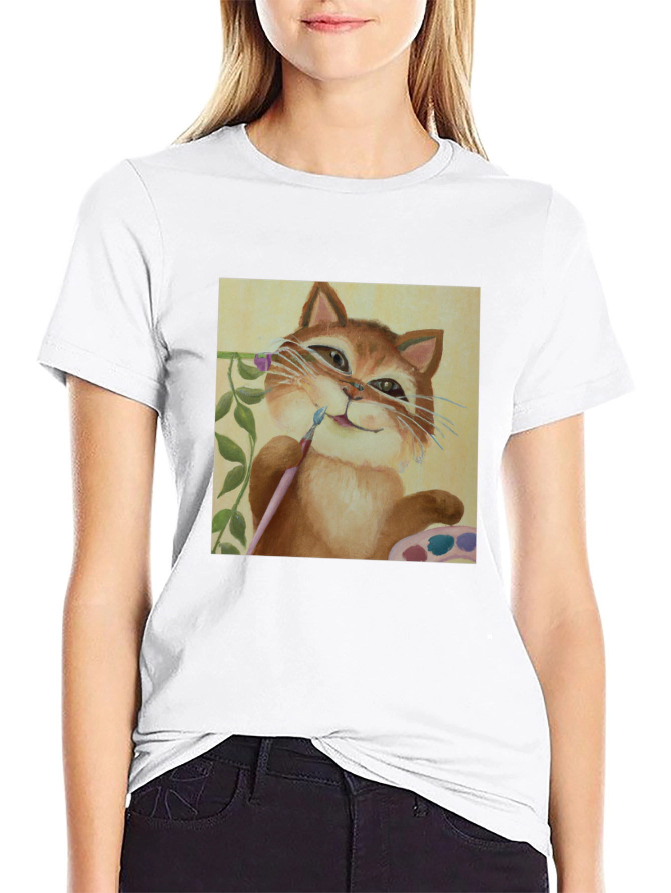 Cat Artist T-Shirt - Whimsical Painter Tee - 9